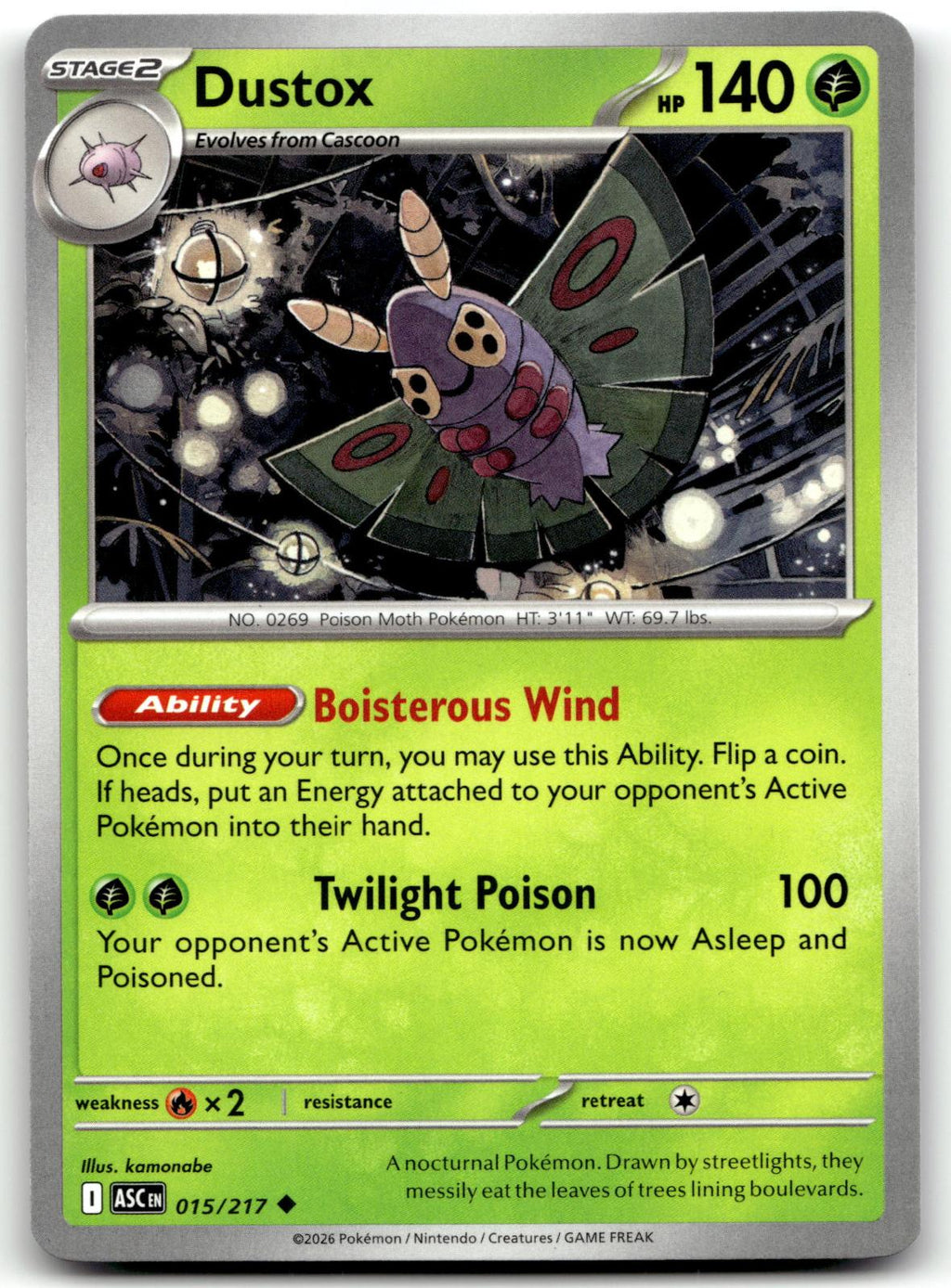 Dustox 015/217 Uncommon Ascended Heroes Pokemon Near Mint