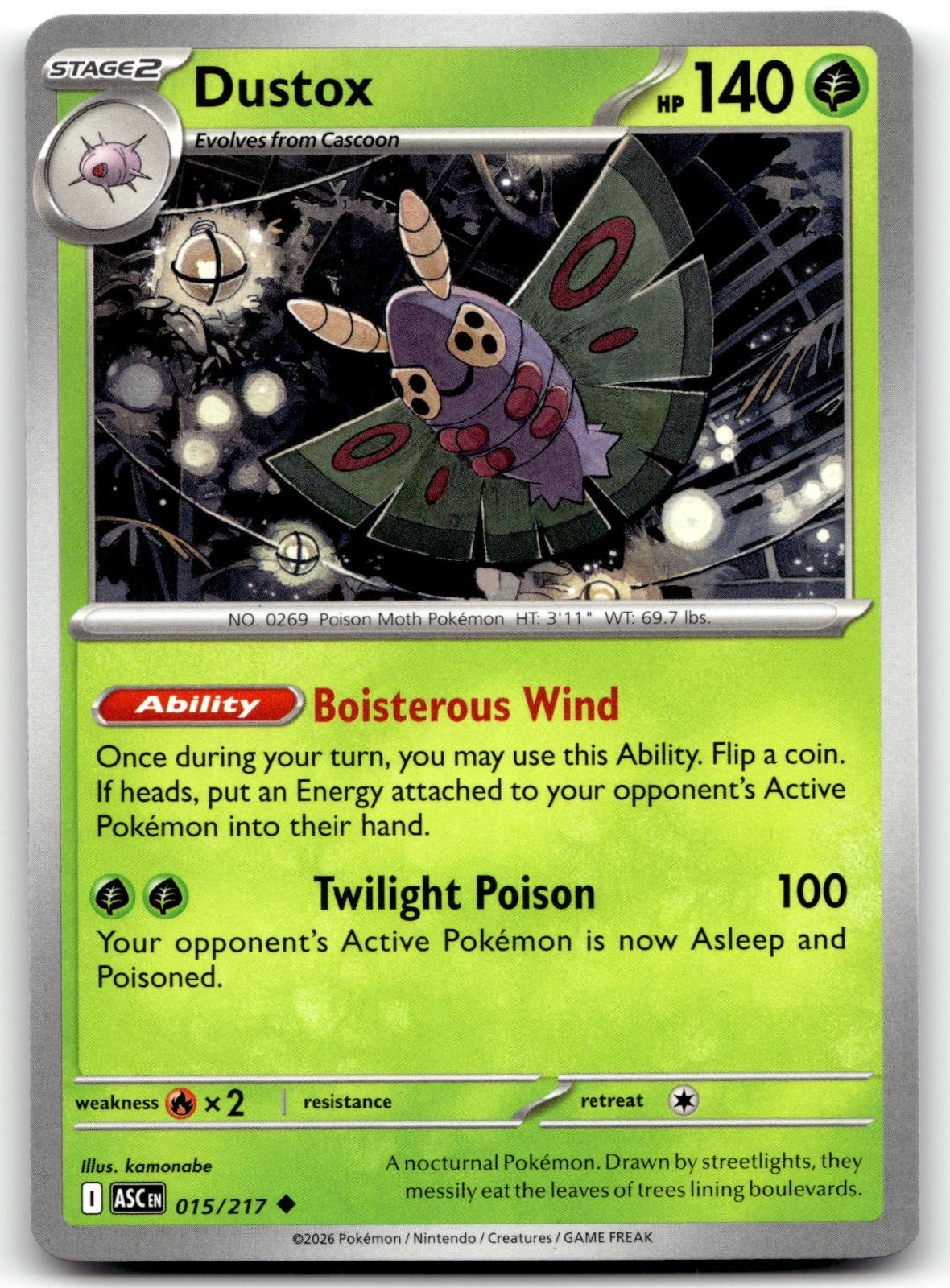 Dustox 015/217 Uncommon Ascended Heroes Pokemon Near Mint