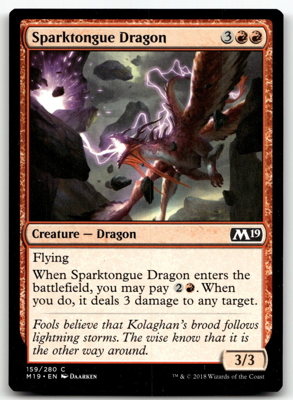 Sparktongue Dragon 159 Common Core Set 2019 Magic: The Gathering Near Mint
