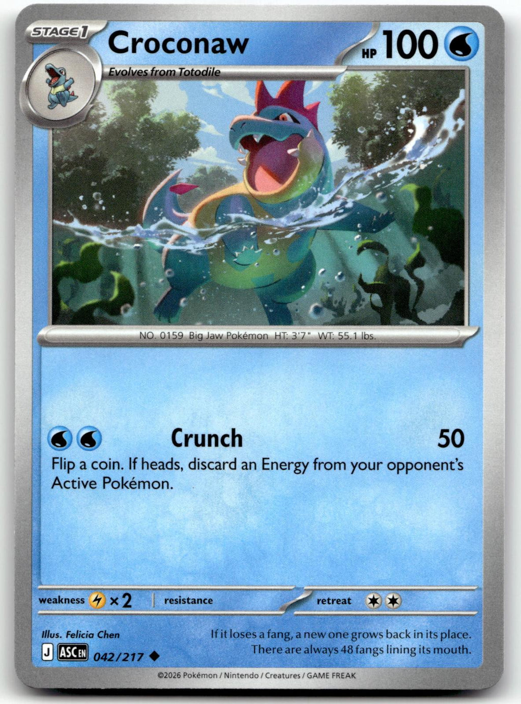 Croconaw 042/217 Uncommon Ascended Heroes Pokemon Near Mint