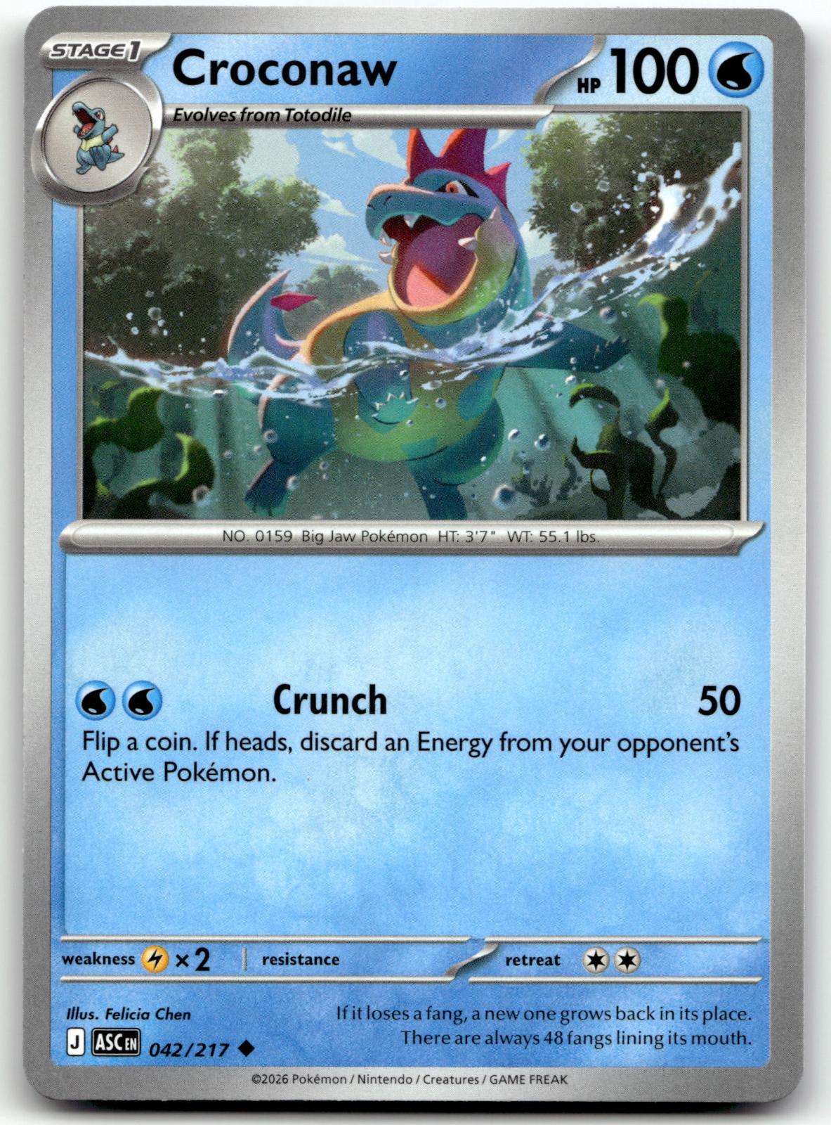 Croconaw 042/217 Uncommon Ascended Heroes Pokemon Near Mint