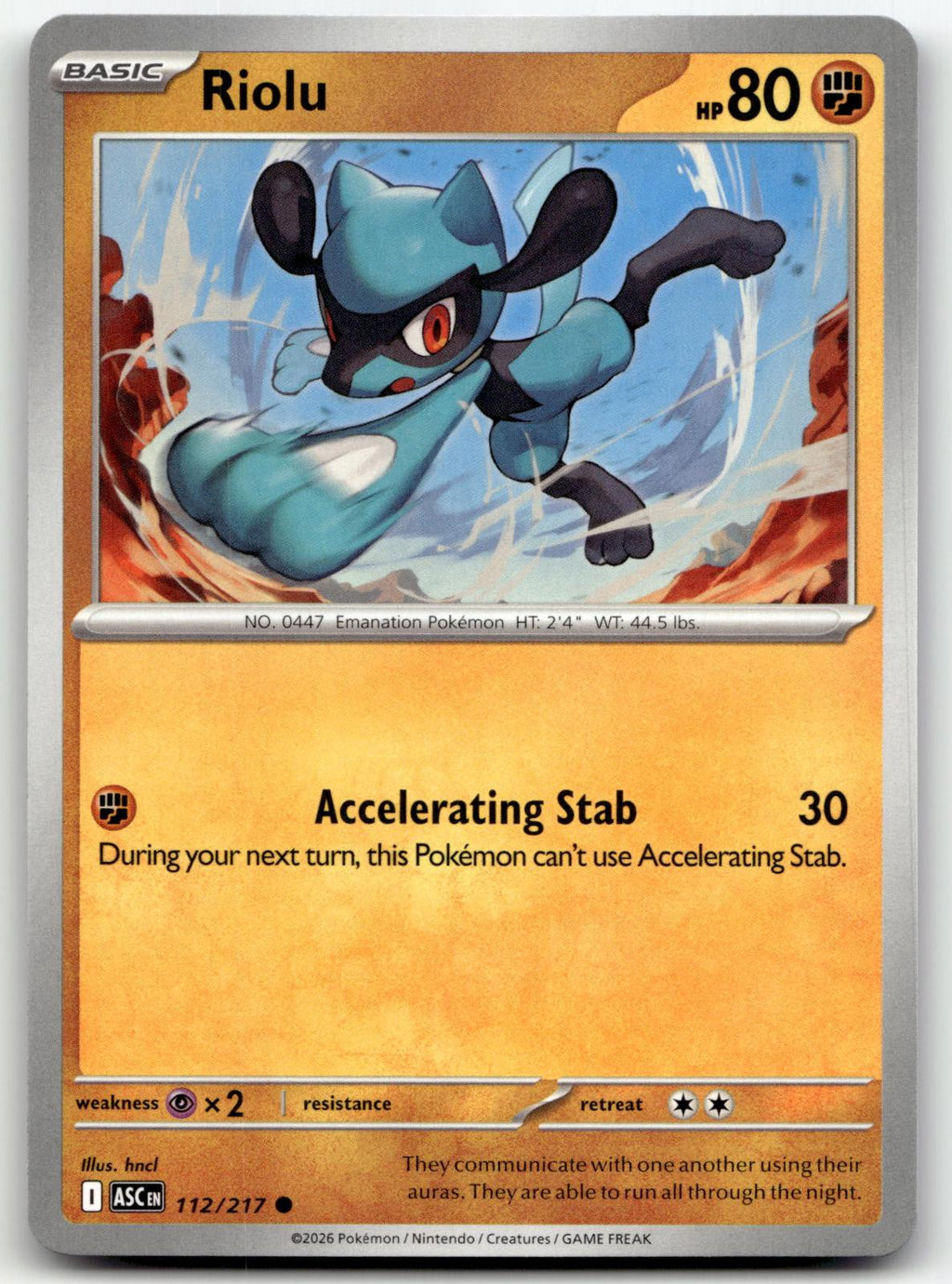 Riolu 112/217 Common Ascended Heroes Pokemon Near Mint