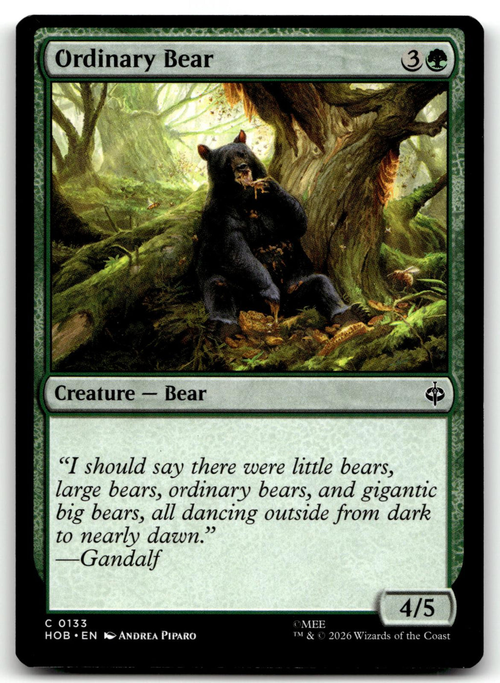 Ordinary Bear 133 Common The Hobbit Magic: The Gathering Near Mint