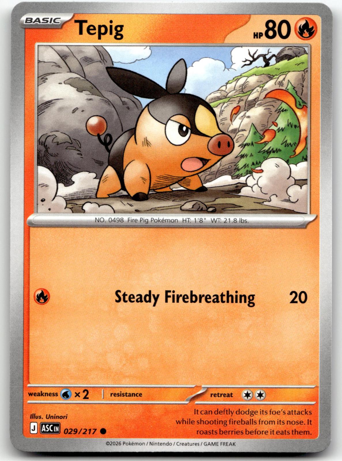 Tepig 029/217 Common Ascended Heroes Pokemon Near Mint