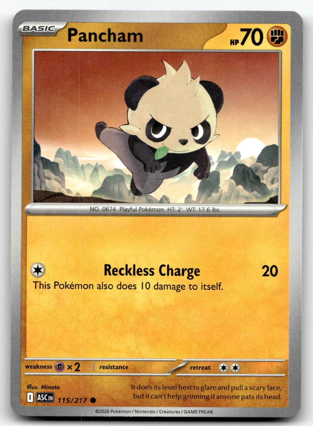 Pancham 115/217 Common Ascended Heroes Pokemon Near Mint