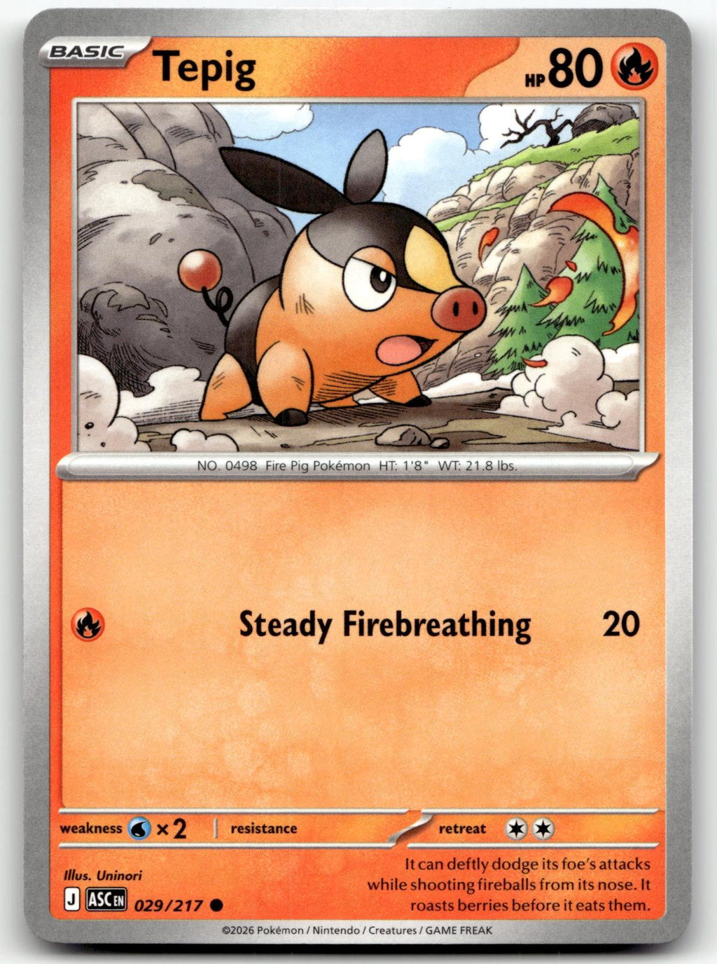 Tepig 029/217 Common Ascended Heroes Pokemon Near Mint