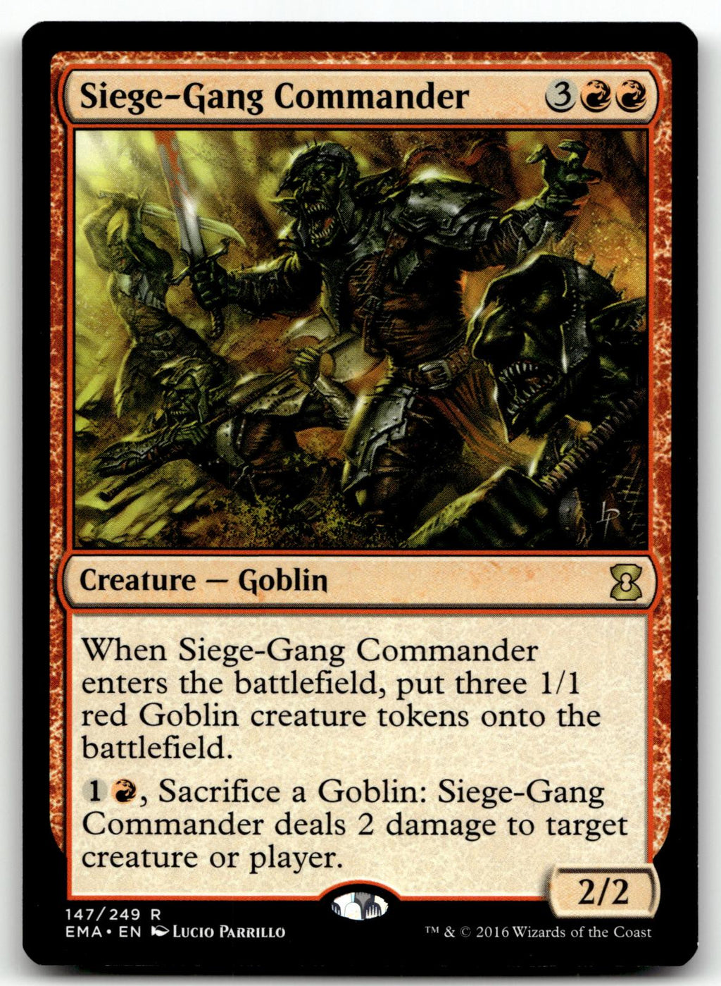 Siege-Gang Commander 147 Rare Eternal Masters Magic: The Gathering Near Mint