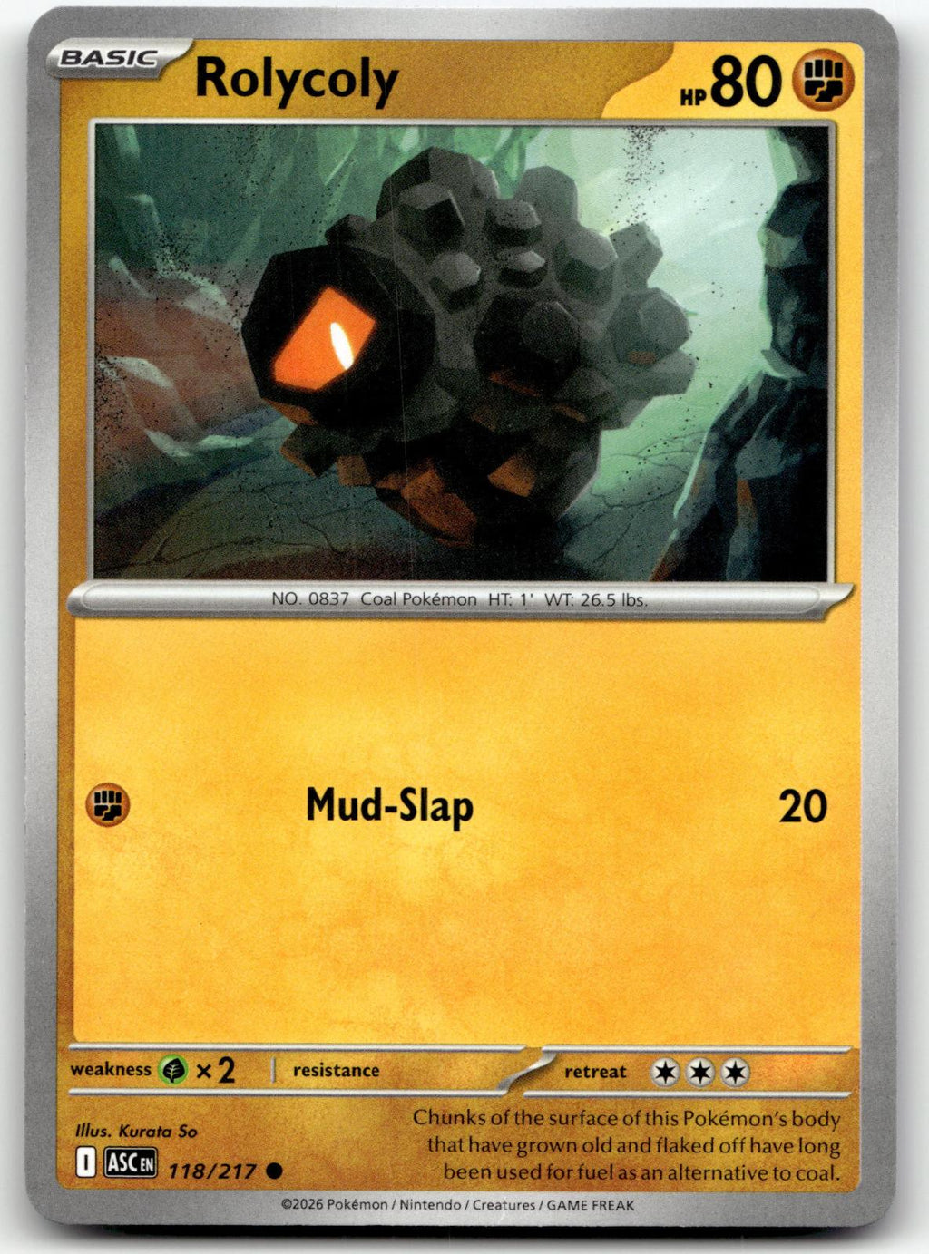 Rolycoly 118/217 Common Ascended Heroes Pokemon Near Mint