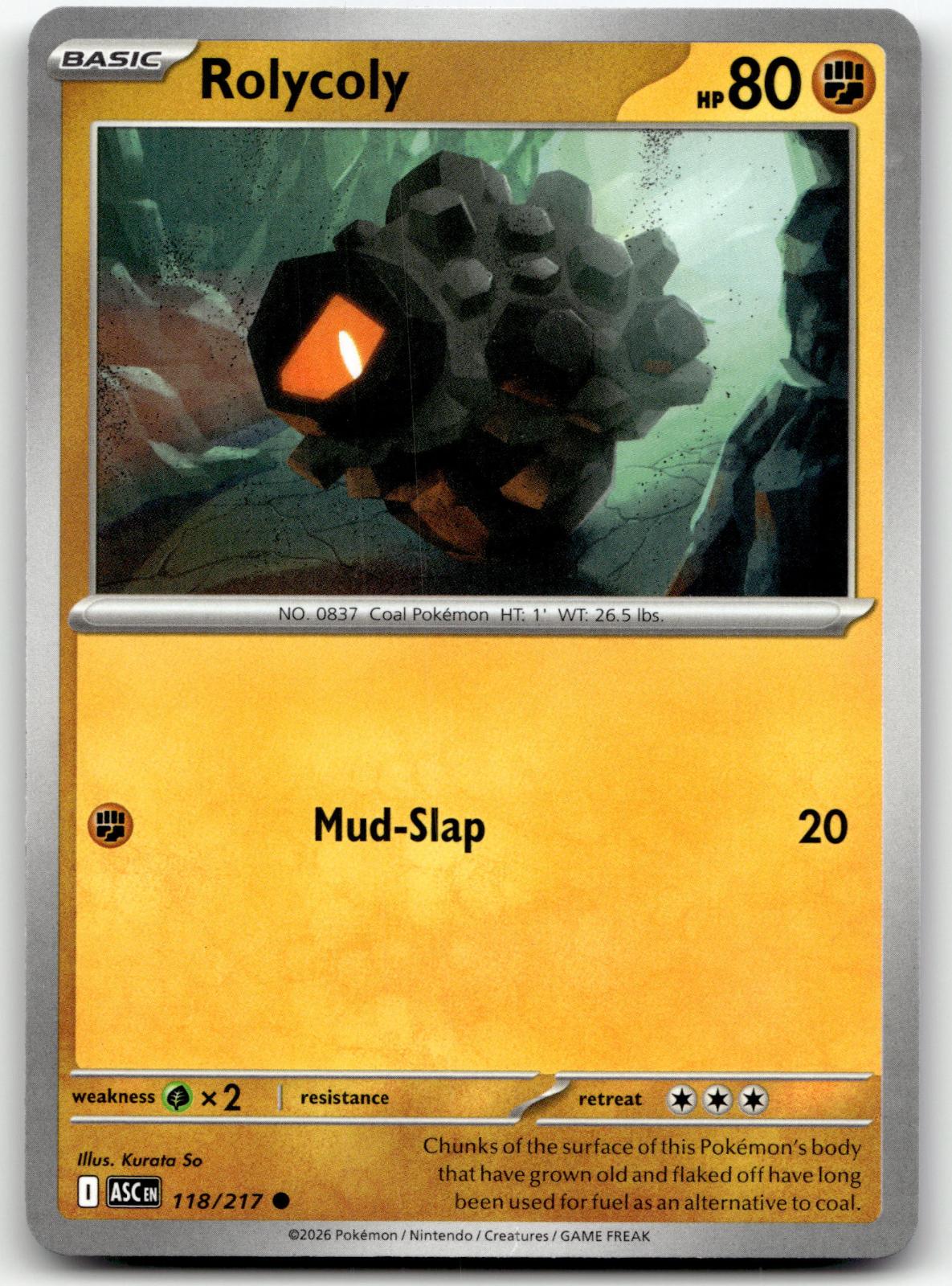 Rolycoly 118/217 Common Ascended Heroes Pokemon Near Mint