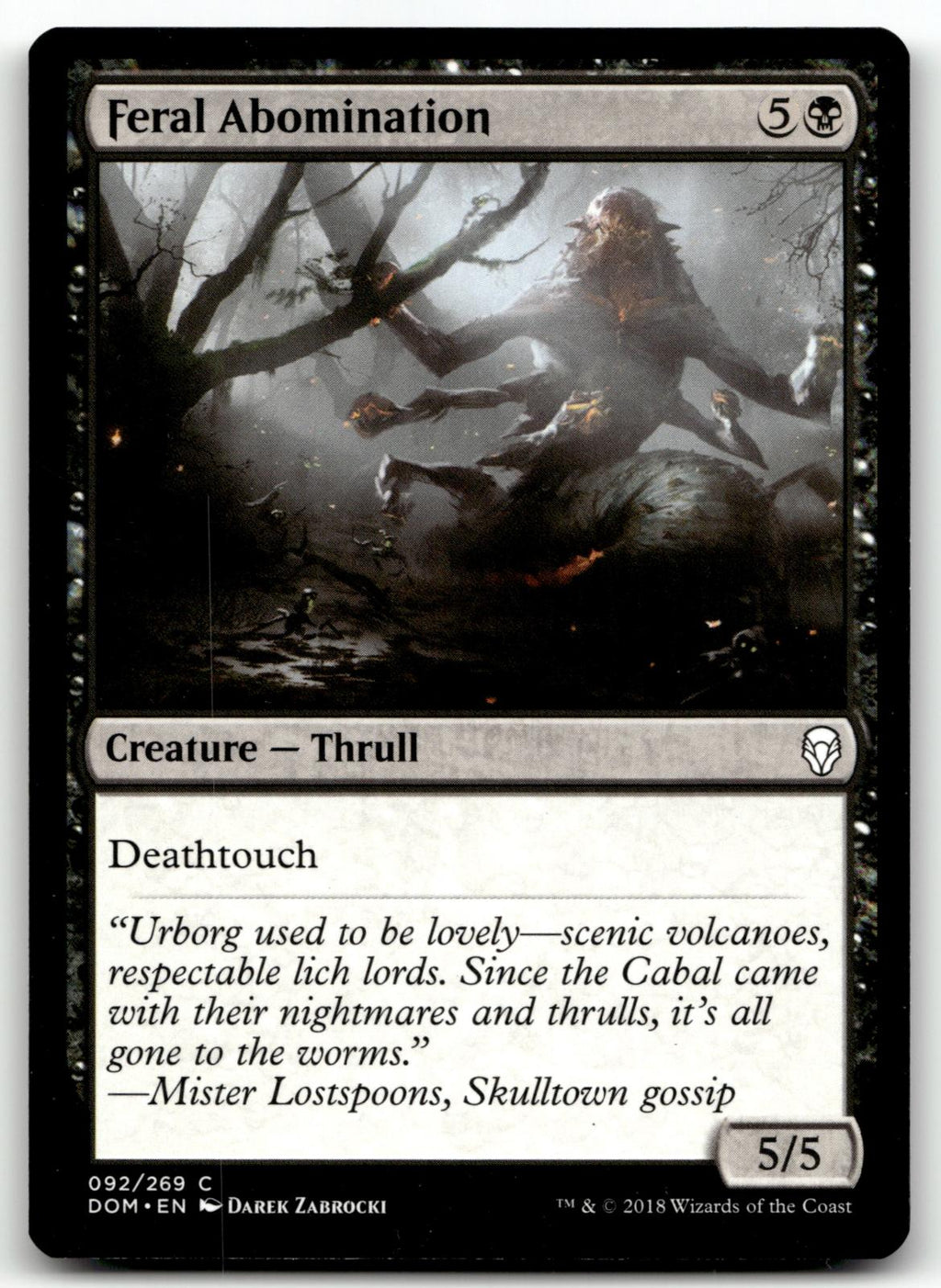 Feral Abomination 92 Common Dominaria Magic: The Gathering Near Mint