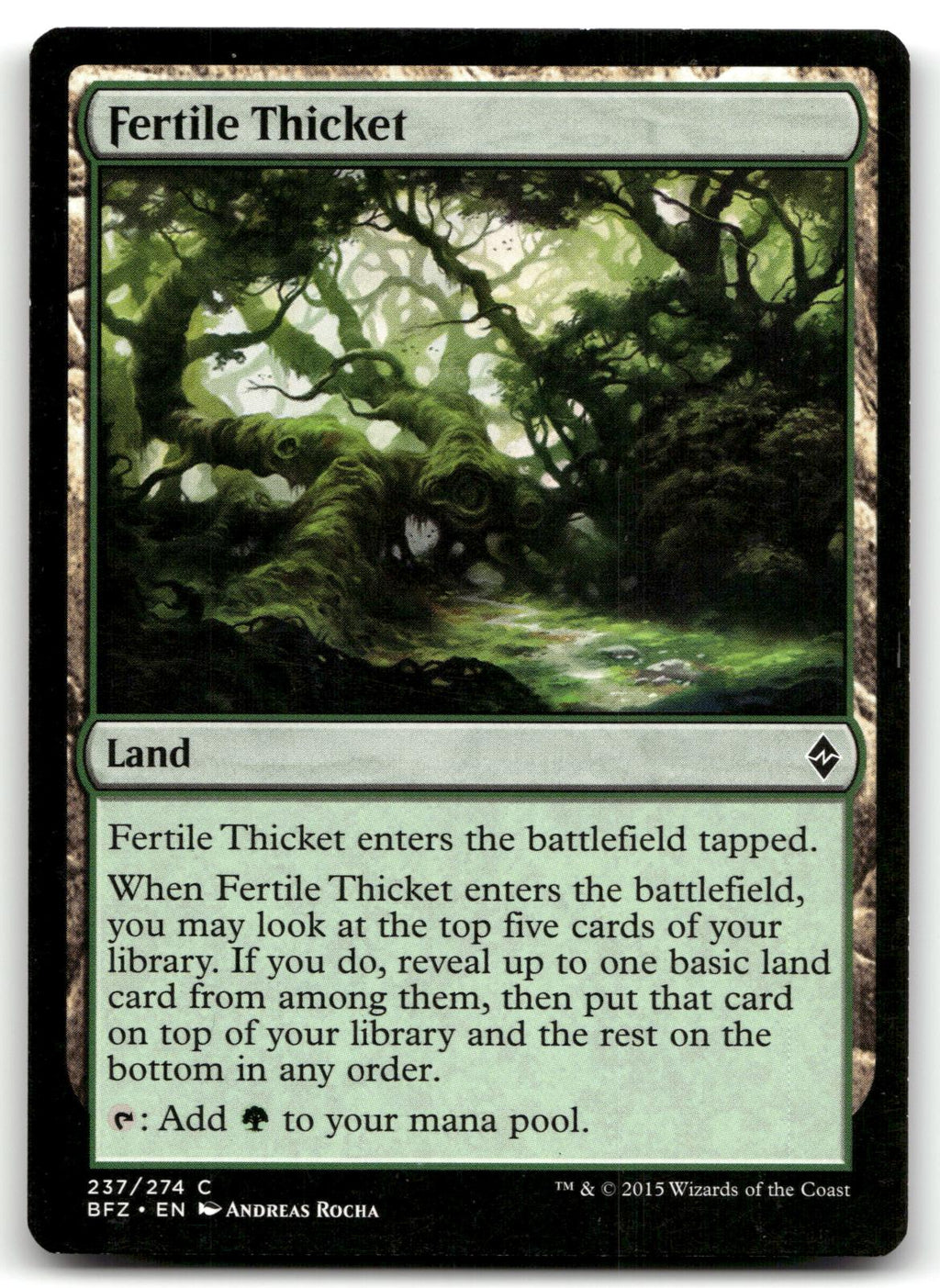 Fertile Thicket 237 Common Battle for Zendikar Magic: The Gathering Near Mint