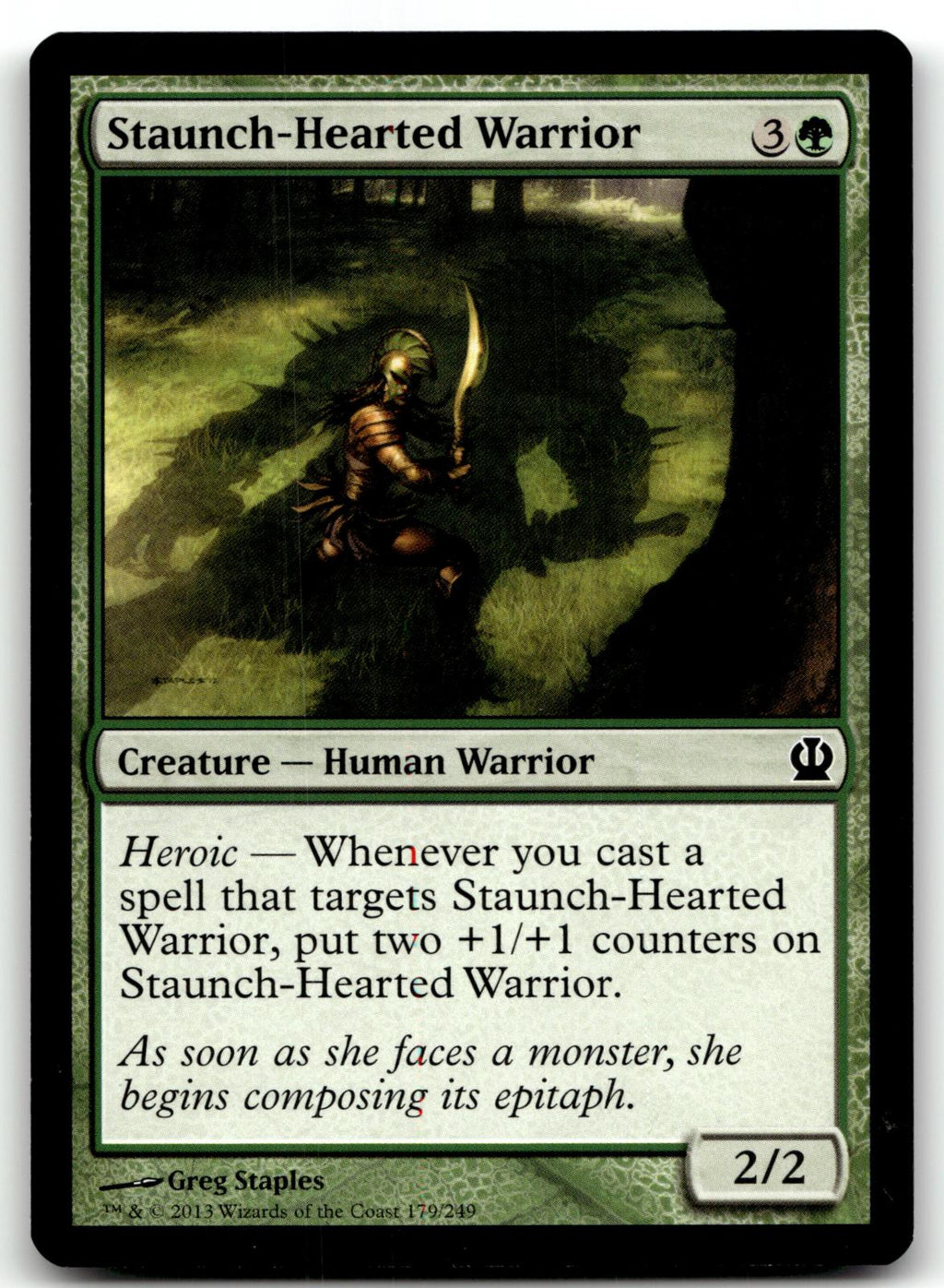 Staunch-Hearted Warrior 179 Common Theros Magic: The Gathering Near Mint
