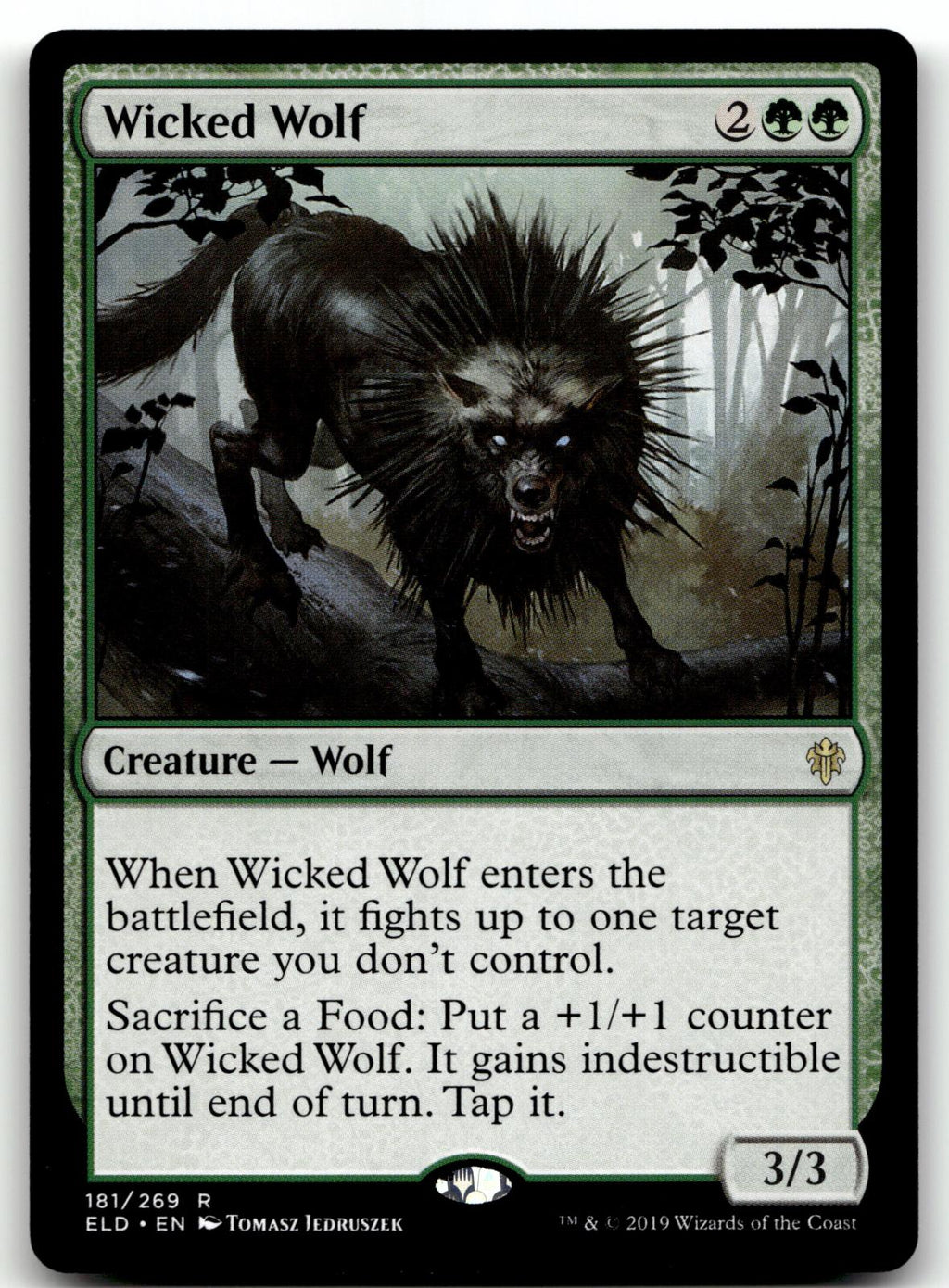 Wicked Wolf 181 Rare Throne of Eldraine Magic: The Gathering Near Mint