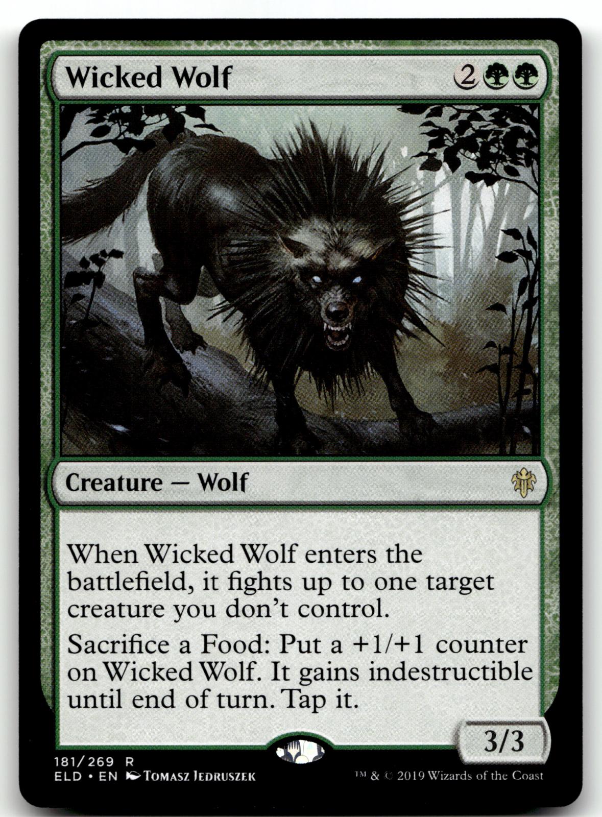 Wicked Wolf 181 Rare Throne of Eldraine Magic: The Gathering Near Mint