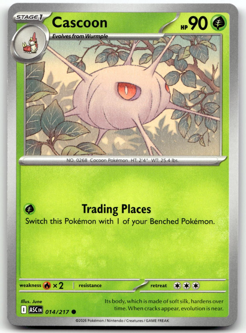 Cascoon 014/217 Common Ascended Heroes Pokemon Near Mint