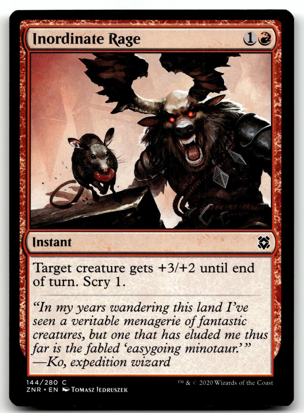 Inordinate Rage 144 Common Zendikar Rising Magic: The Gathering Near Mint