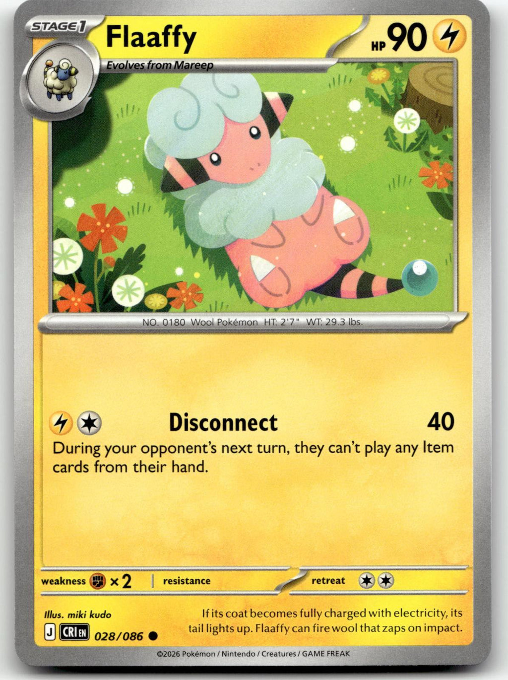 Flaaffy 028/086 Common Chaos Rising Pokemon Near Mint