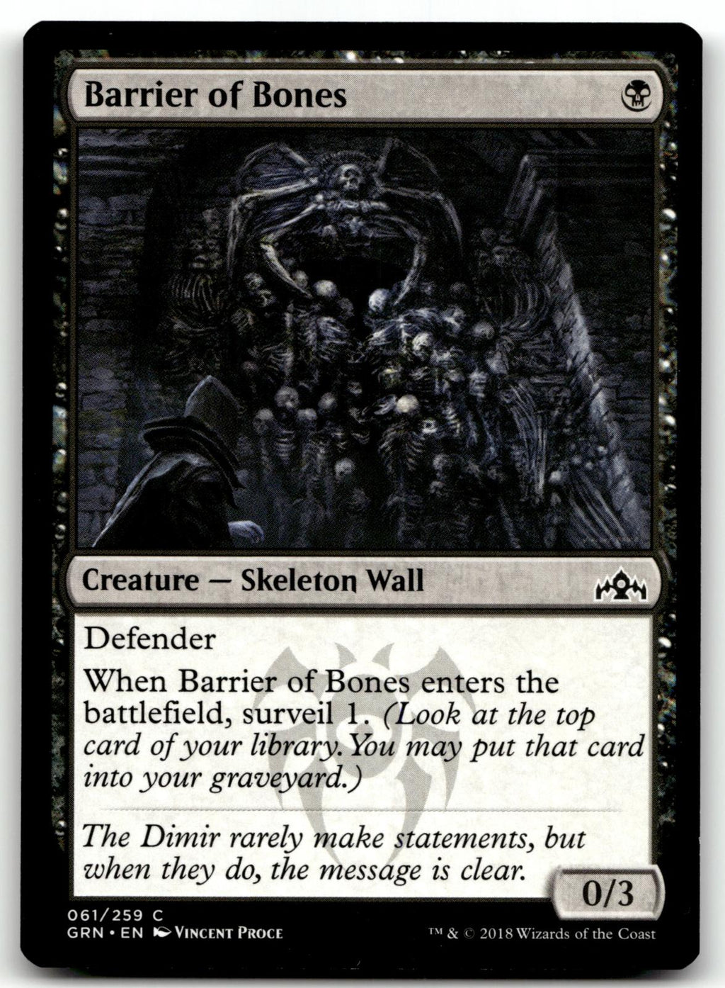 Barrier of Bones 61 Common Guilds of Ravnica Magic: The Gathering Near Mint