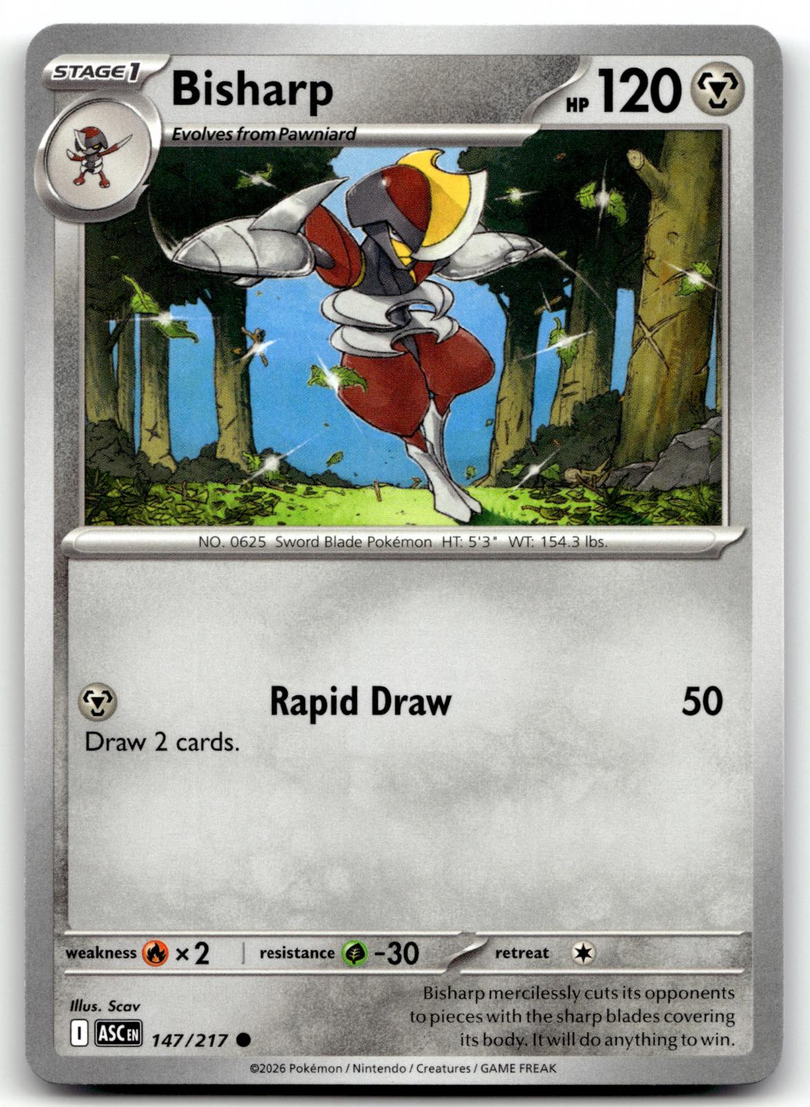 Bisharp 147/217 Common Ascended Heroes Pokemon Near Mint
