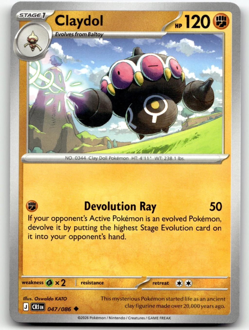 Claydol 047/086 Uncommon Chaos Rising Pokemon Near Mint