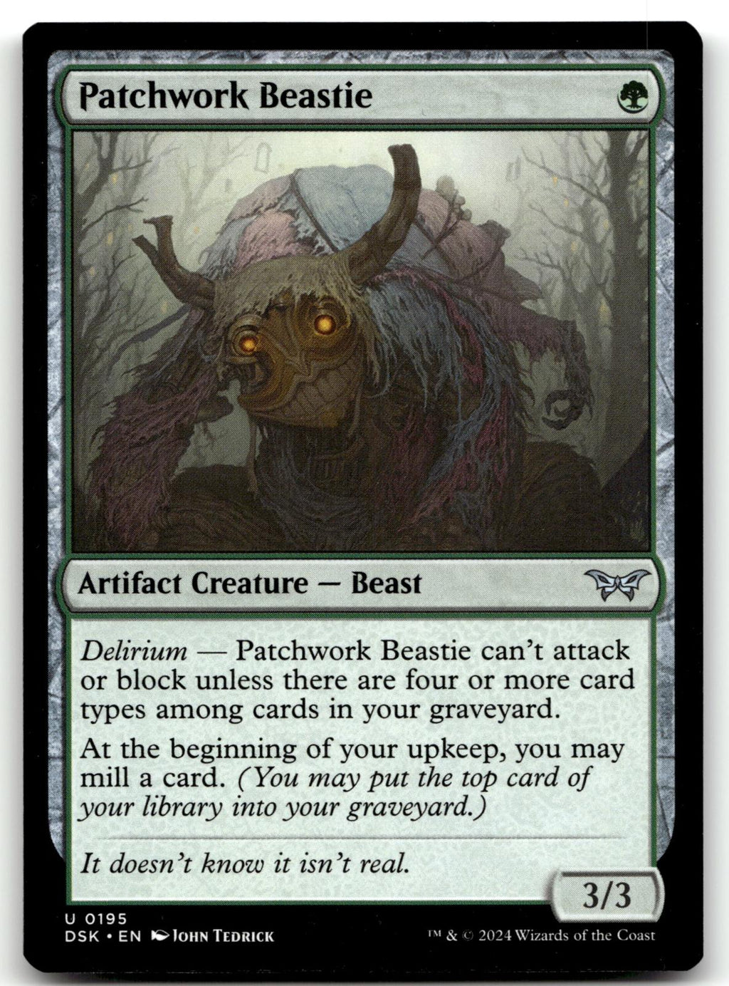 Patchwork Beastie 195 Duskmourn: House of Horror Magic: The Gathering NM