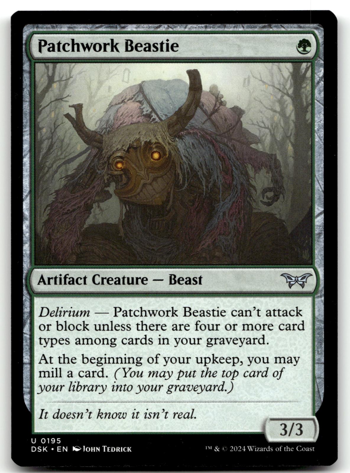 Patchwork Beastie 195 Duskmourn: House of Horror Magic: The Gathering NM