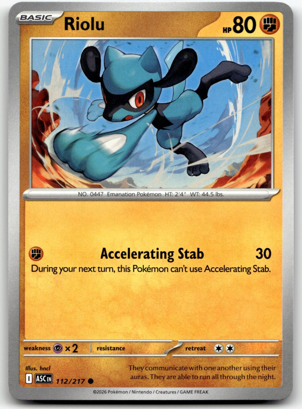 Riolu 112/217 Common Ascended Heroes Pokemon Near Mint