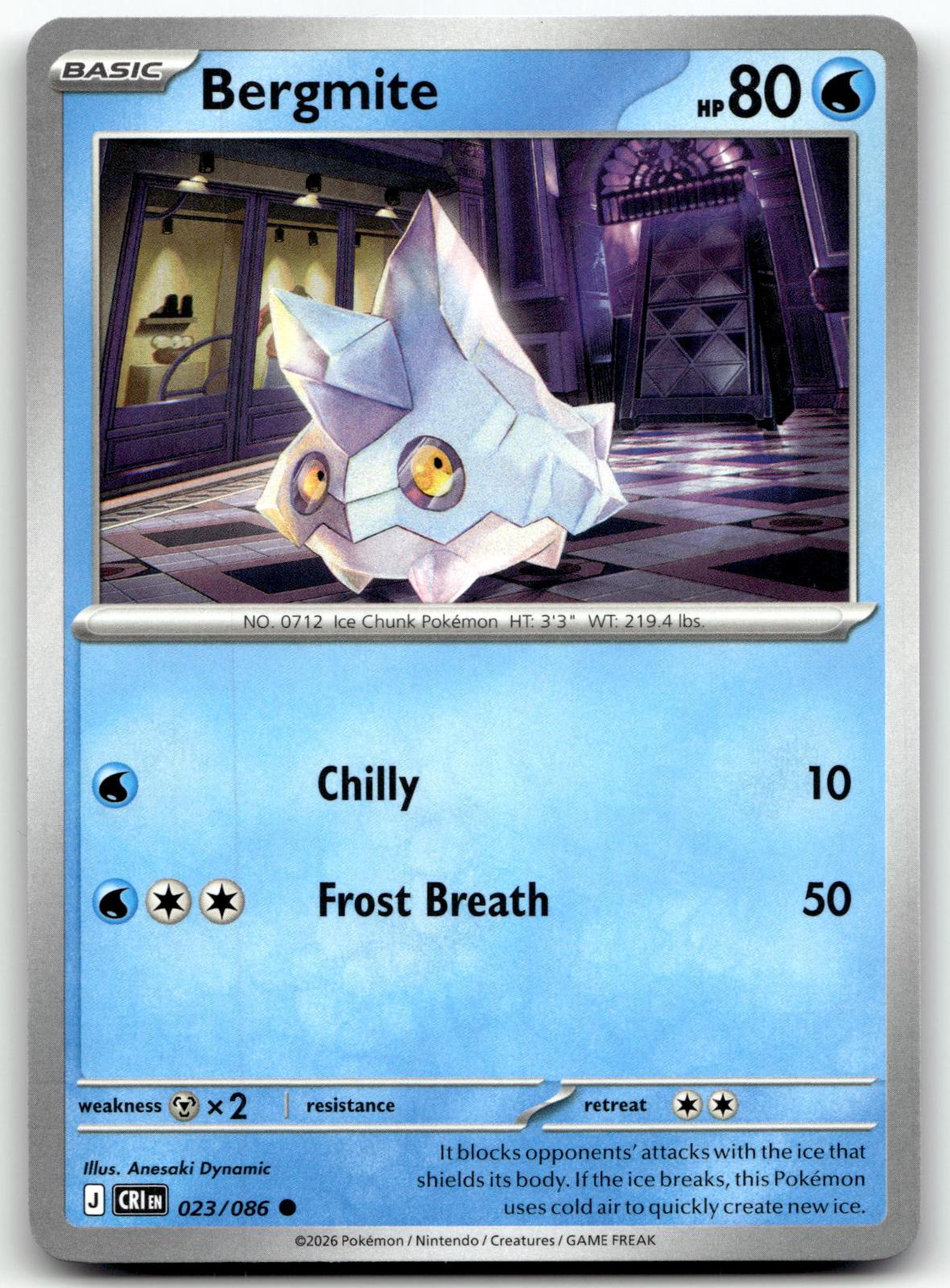 Bergmite 023/086 Common Chaos Rising Pokemon Near Mint