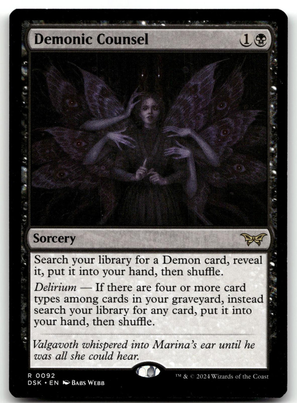 Demonic Counsel 92 Rare Duskmourn: House of Horror Magic: The Gathering NM