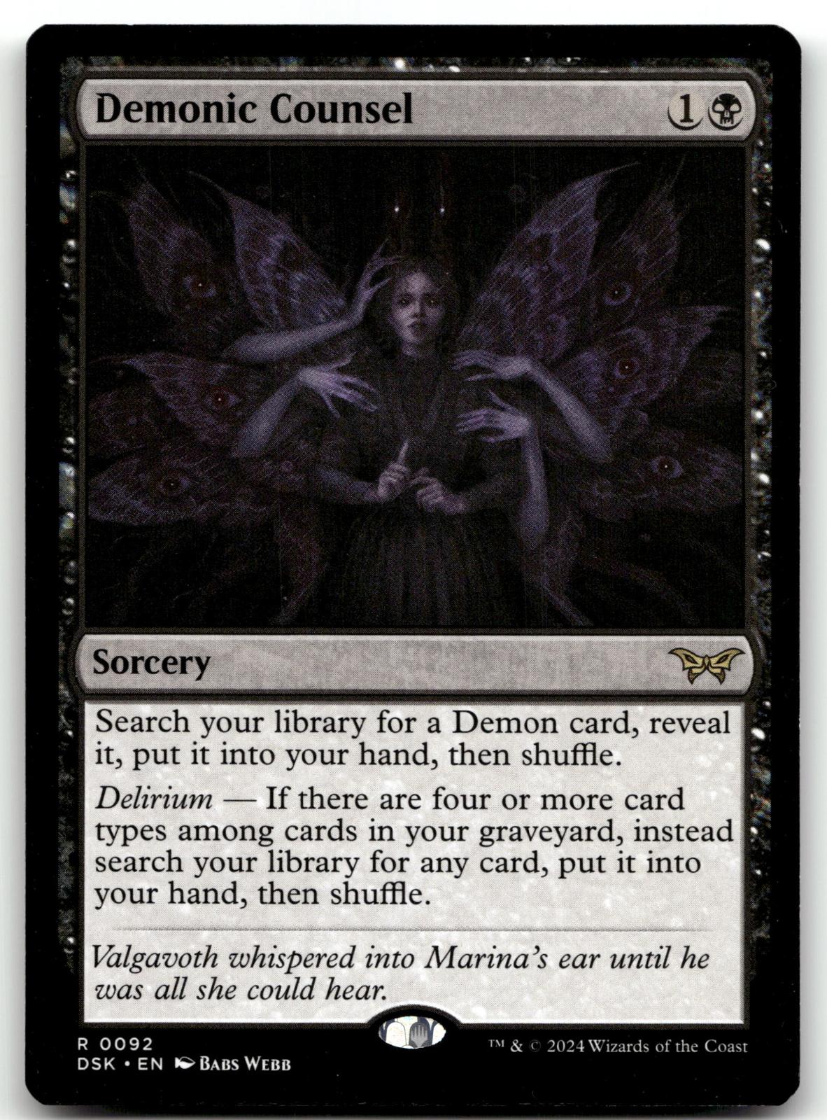Demonic Counsel 92 Rare Duskmourn: House of Horror Magic: The Gathering NM