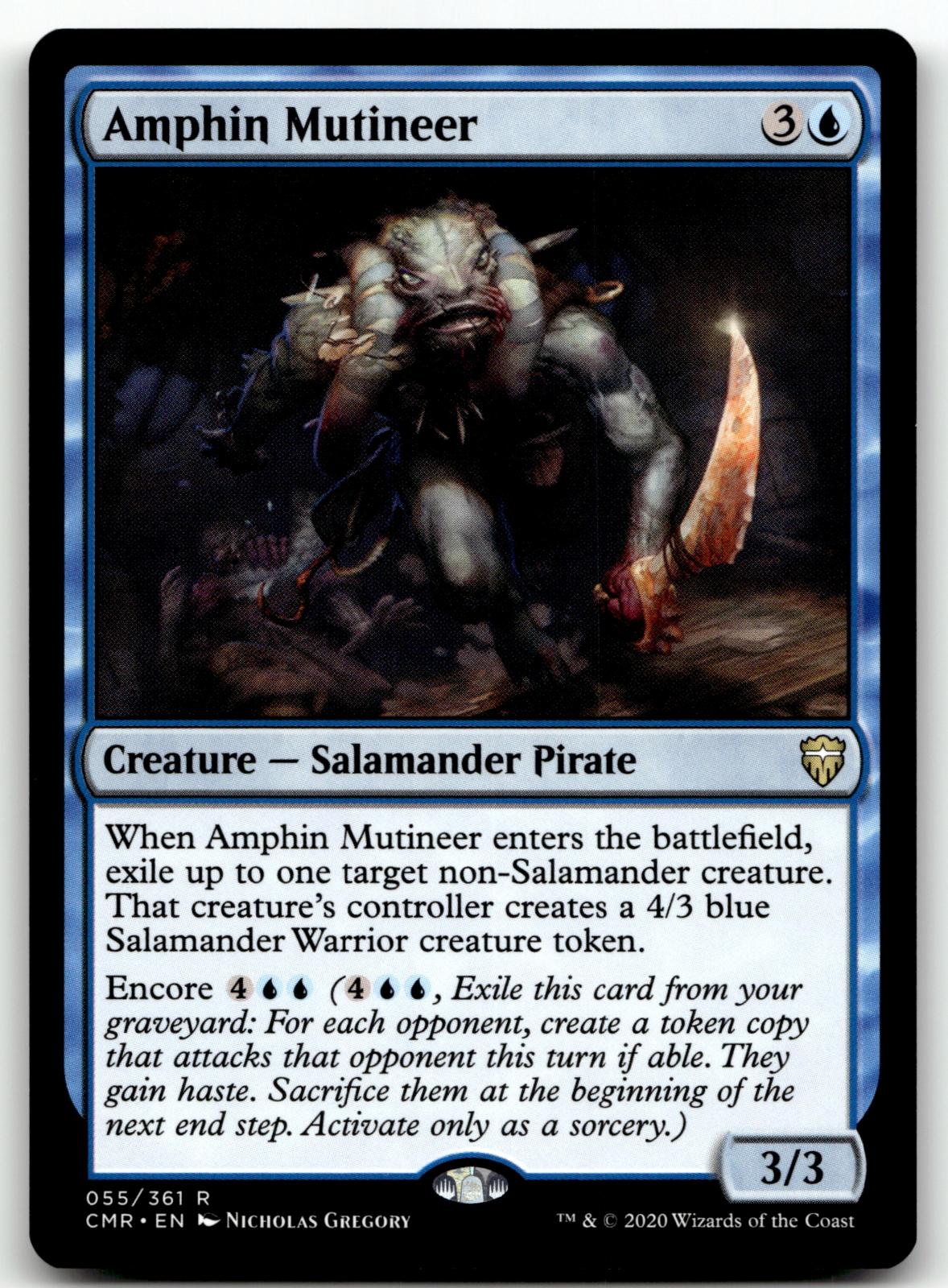 Amphin Mutineer 55 Rare Commander Legends Magic: The Gathering Near Mint