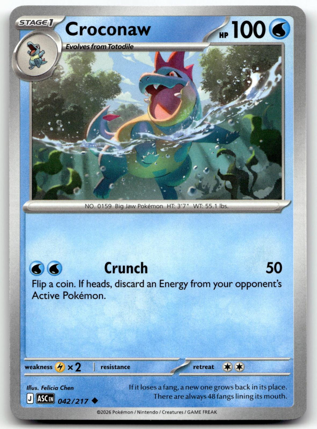 Croconaw 042/217 Uncommon Ascended Heroes Pokemon Near Mint