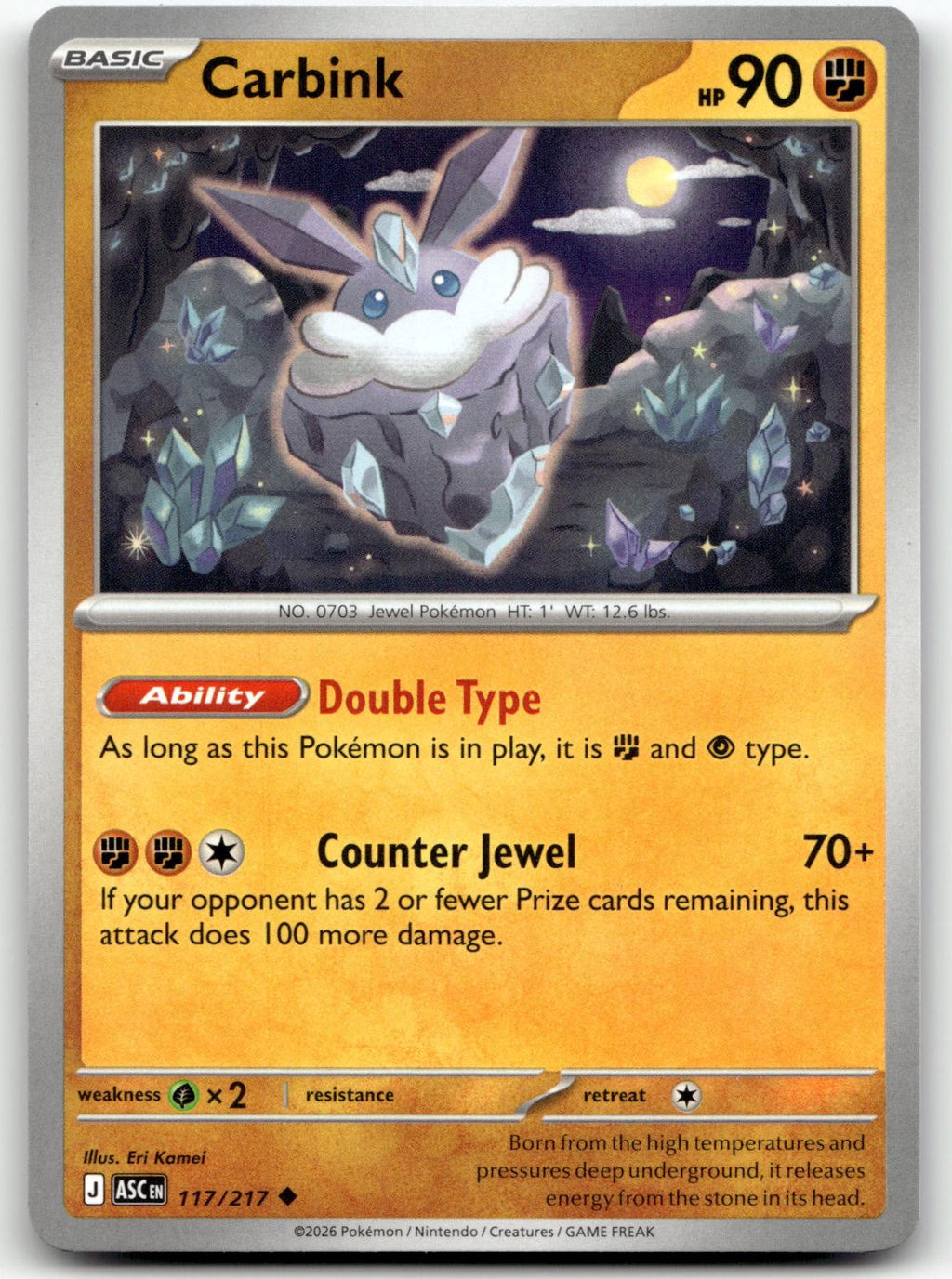 Carbink 117/217 Uncommon Ascended Heroes Pokemon Near Mint