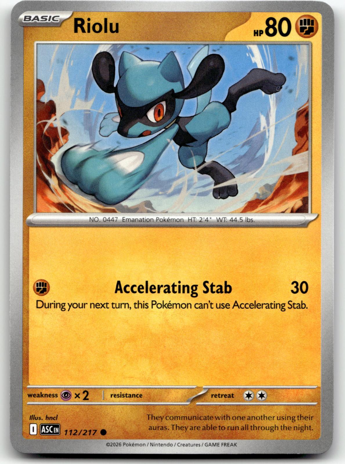 Riolu 112/217 Common Ascended Heroes Pokemon Near Mint