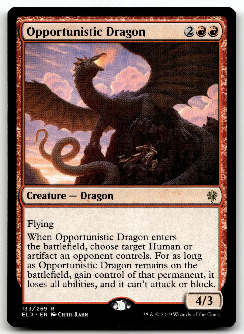 Opportunistic Dragon 133 Rare Throne of Eldraine Magic: The Gathering Near Mint