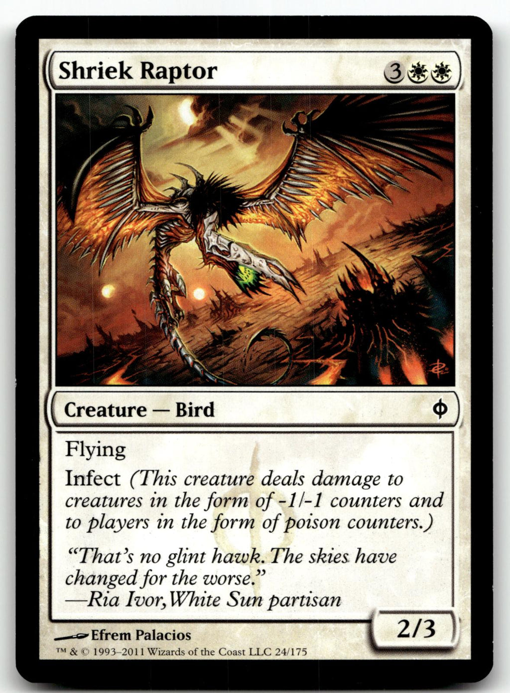 Shriek Raptor 24 Common New Phyrexia Magic: The Gathering Near Mint