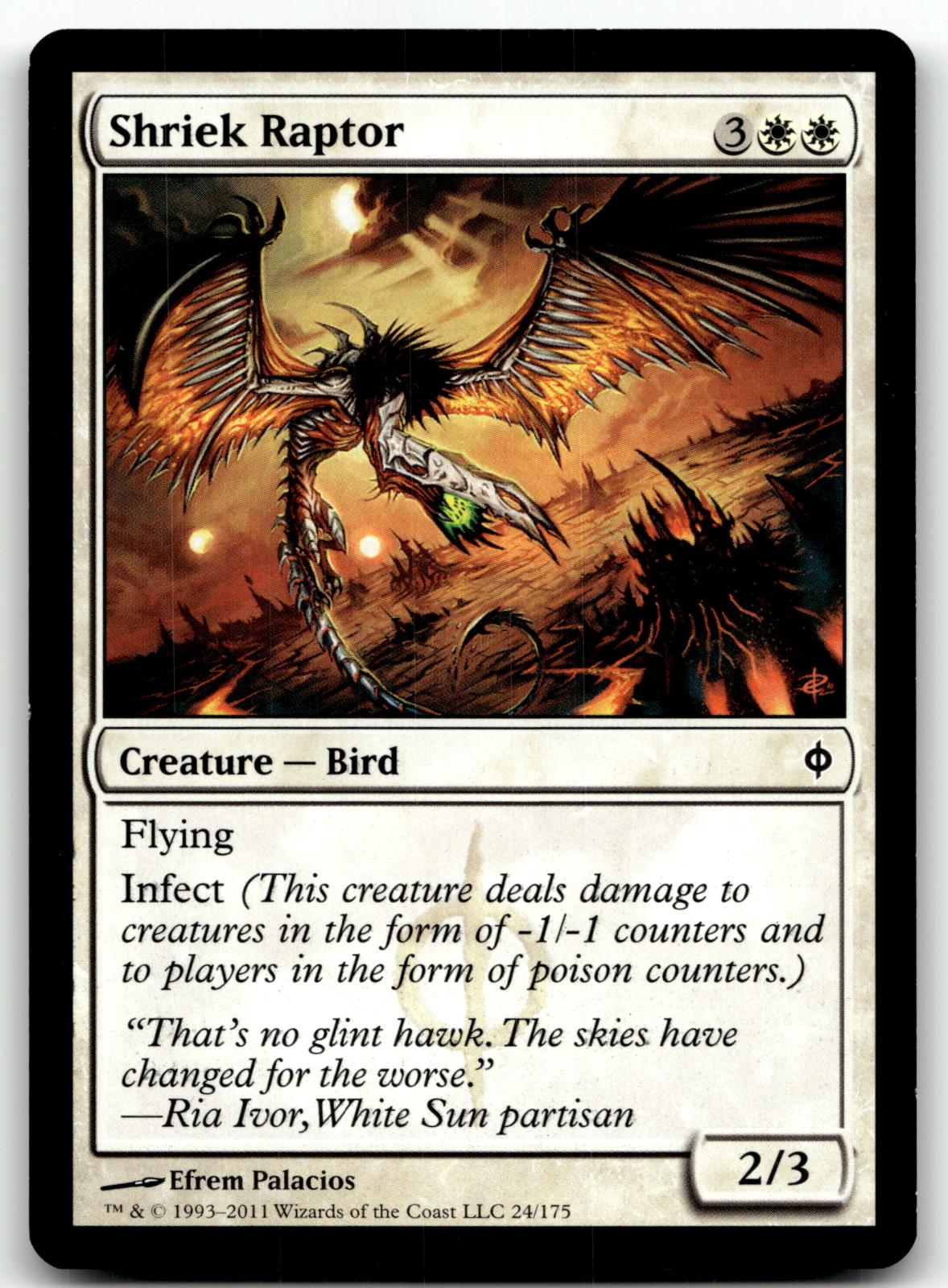 Shriek Raptor 24 Common New Phyrexia Magic: The Gathering Near Mint