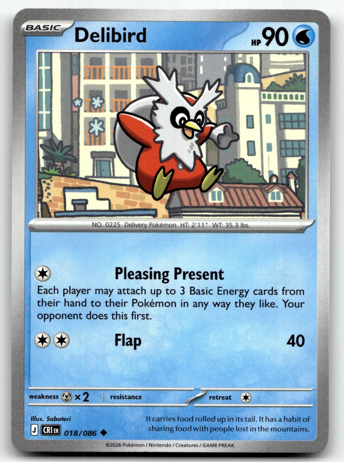 Delibird 018/086 Uncommon Chaos Rising Pokemon Near Mint