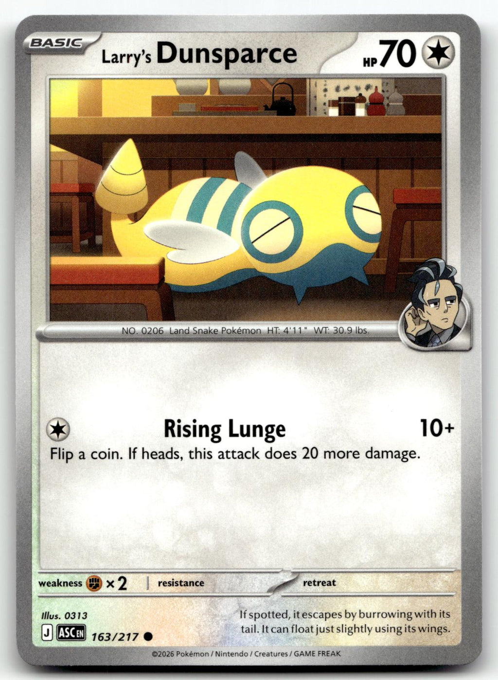 Larry's Dunsparce 163/217 Common Ascended Heroes Pokemon Near Mint