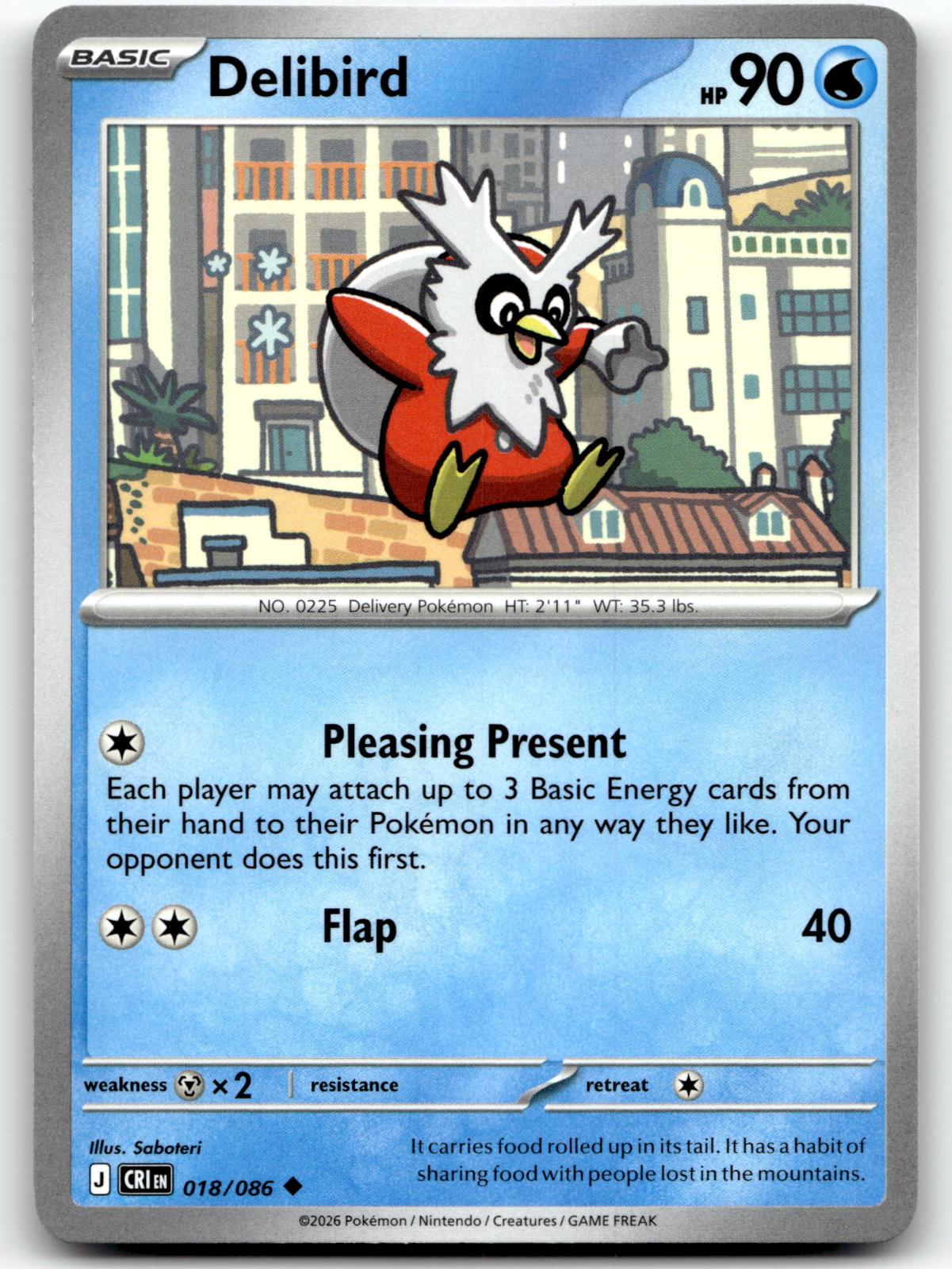 Delibird 018/086 Uncommon Chaos Rising Pokemon Near Mint
