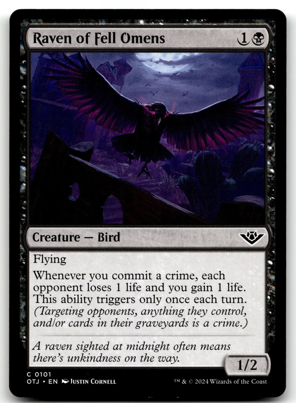 Raven of Fell Omens 101 Outlaws of Thunder Junction Magic: The Gathering NM
