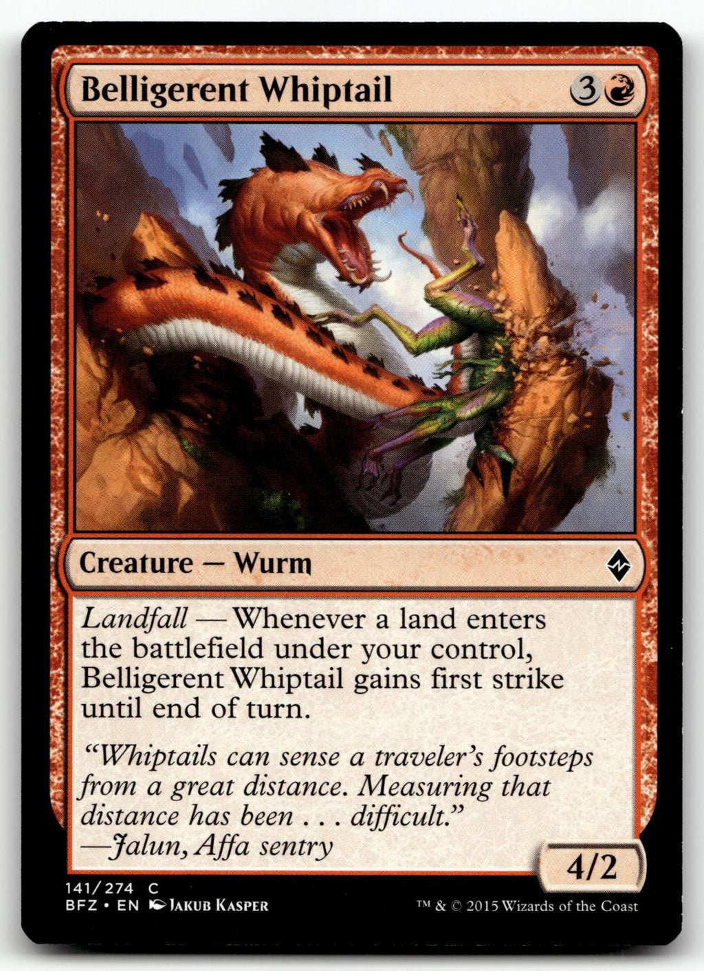 Belligerent Whiptail 141 Common Battle for Zendikar Magic: The Gathering NM