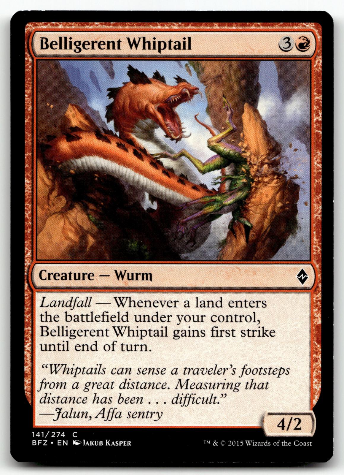 Belligerent Whiptail 141 Common Battle for Zendikar Magic: The Gathering NM