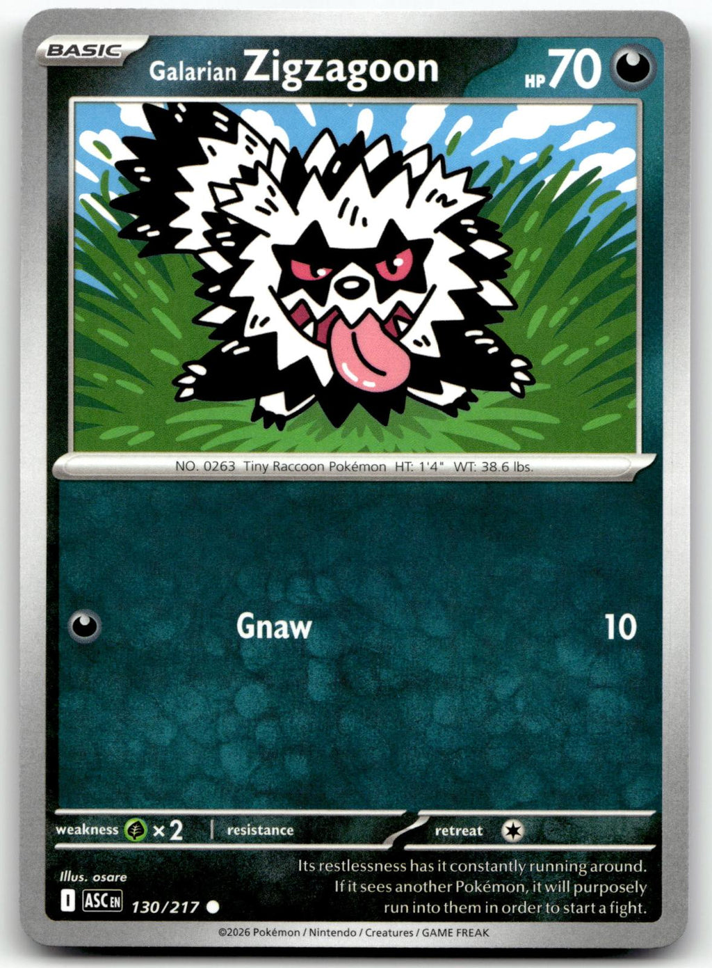 Galarian Zigzagoon 130/217 Common Ascended Heroes Pokemon Near Mint