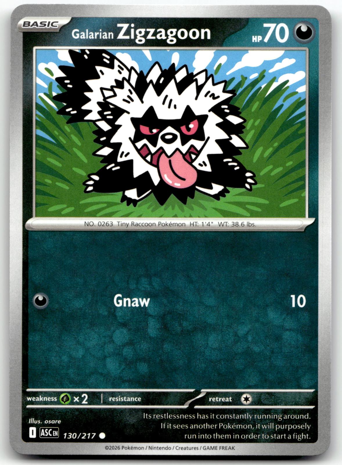 Galarian Zigzagoon 130/217 Common Ascended Heroes Pokemon Near Mint