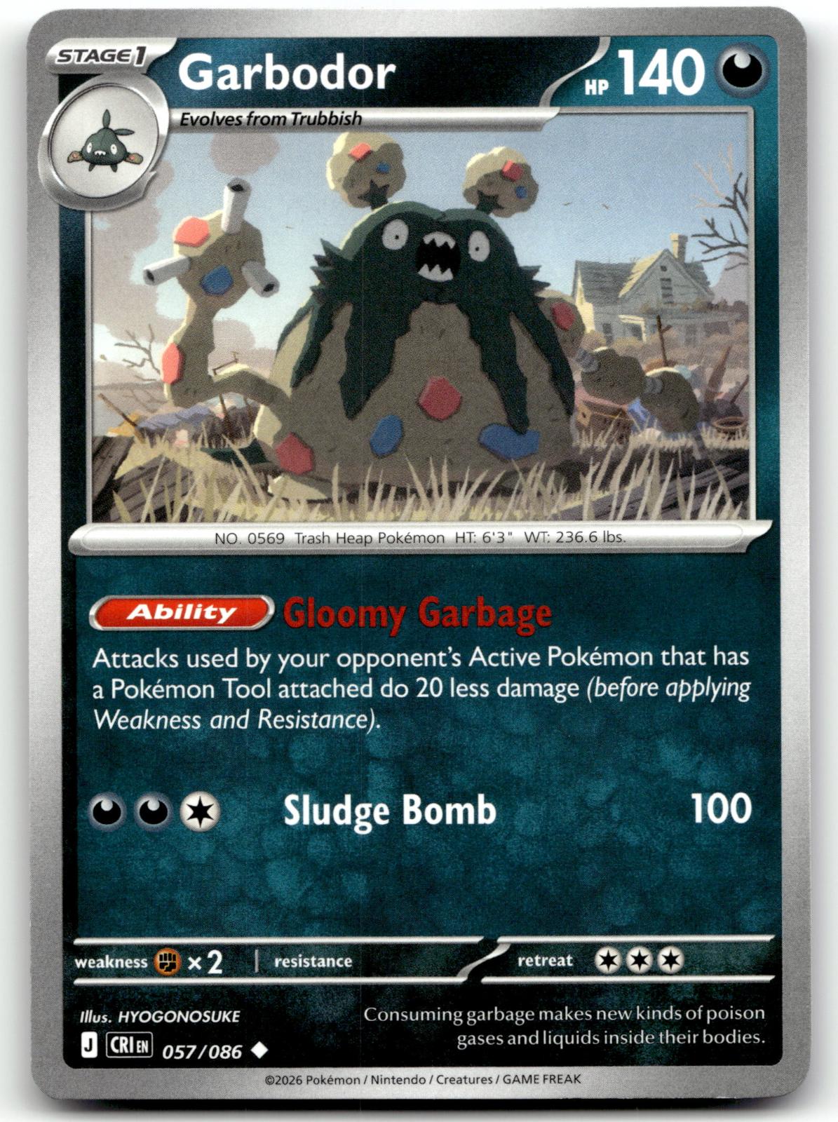 Garbodor 057/086 Uncommon Chaos Rising Pokemon Near Mint