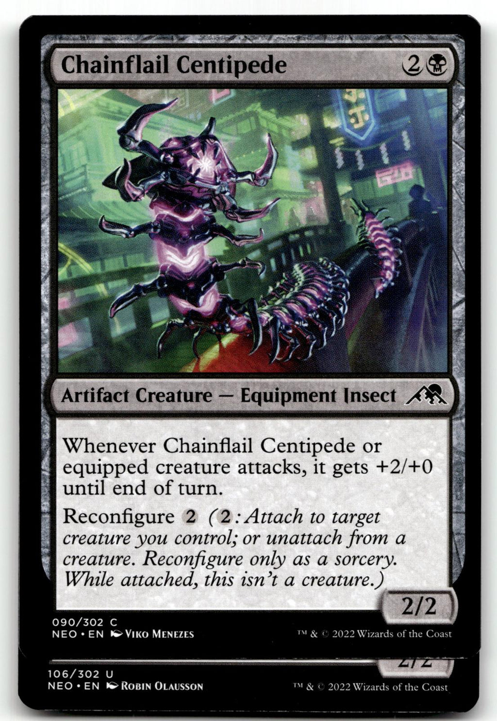 Chainflail Centipede 90 Common Kamigawa: Neon Dynasty Magic: The Gathering NM