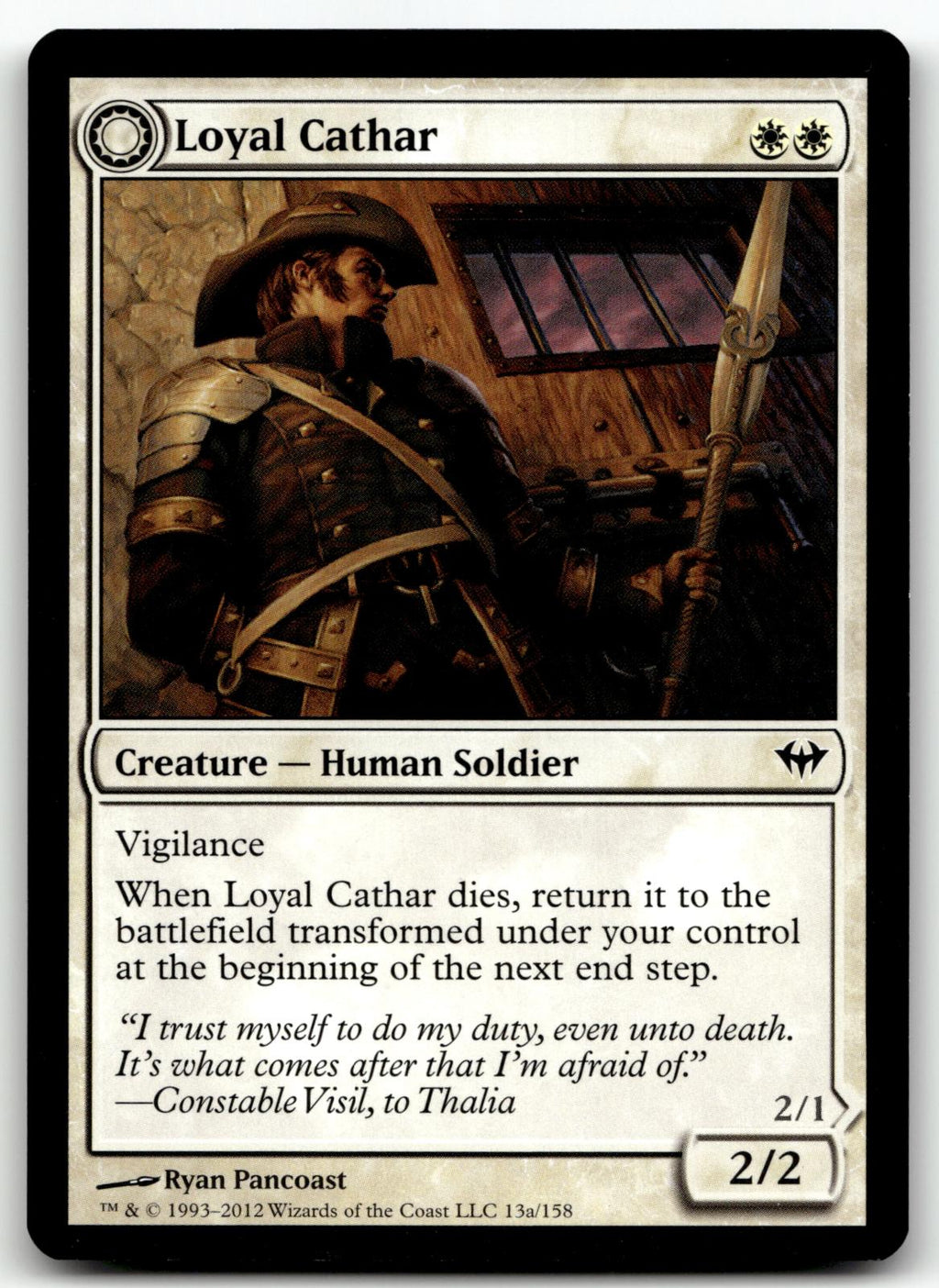 Loyal Cathar 13 Common Dark Ascension Magic: The Gathering Near Mint