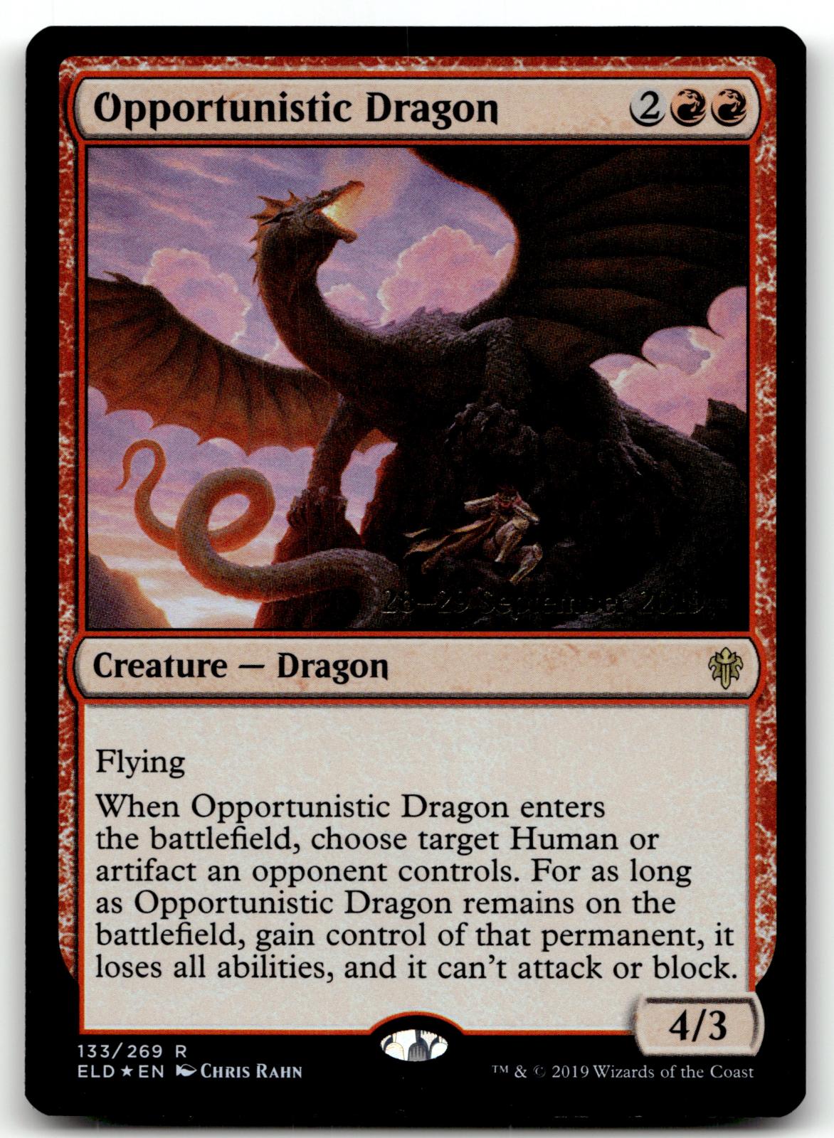 Opportunistic Dragon 133 Rare Throne of Eldraine Magic: The Gathering Foil NM