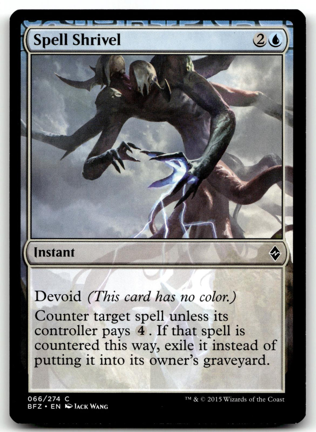 Spell Shrivel 66 Common Battle for Zendikar Magic: The Gathering Near Mint